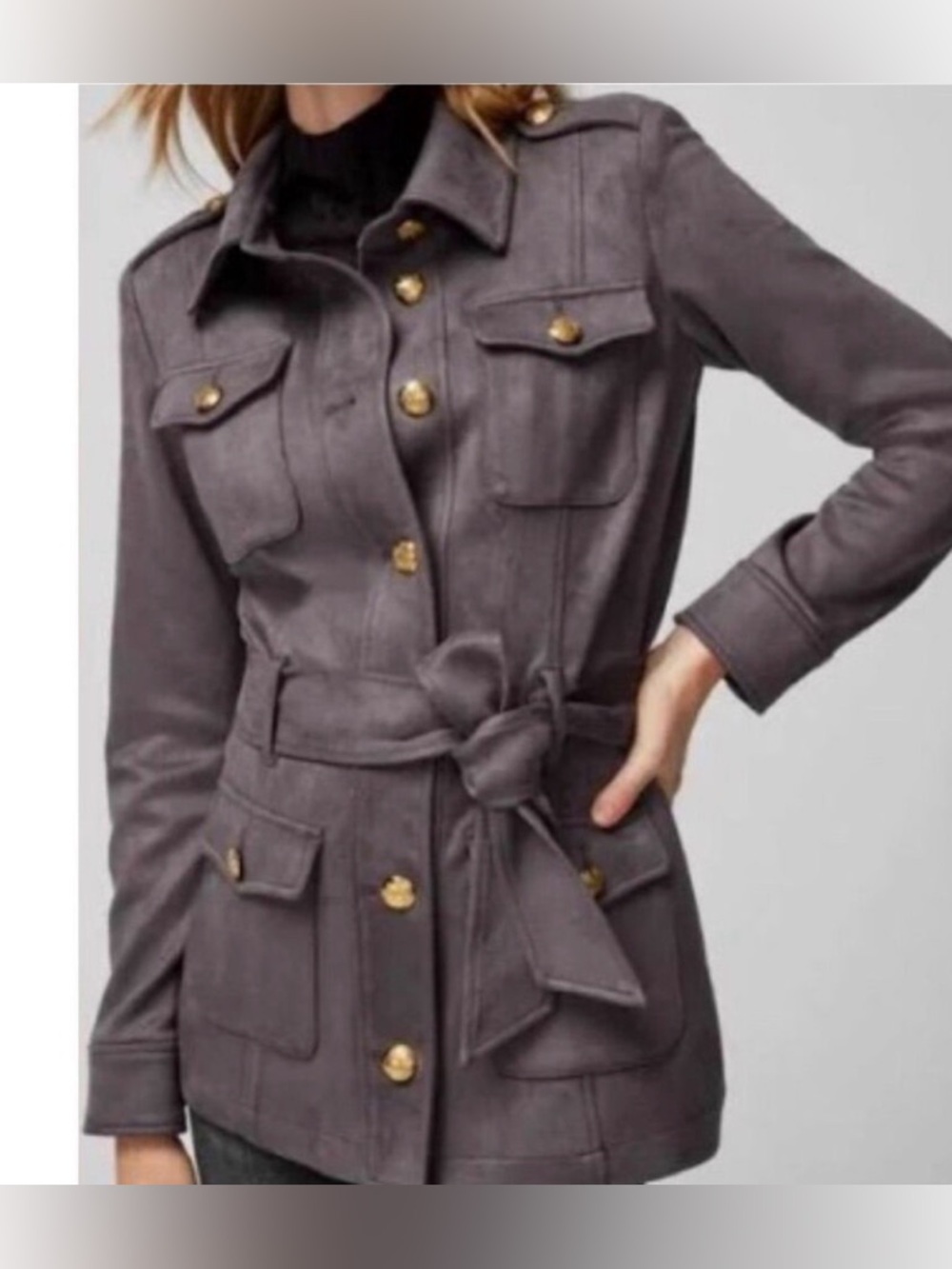 WHBM Ultra Suede Safari Jacket Blazer NWOT
